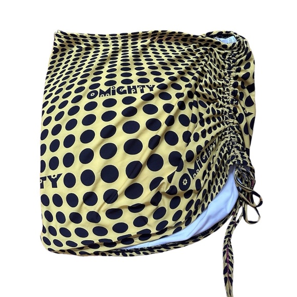 OMIGHTY yellow black mesh polka dot illusion long sleeve top and skirt set - Picture 5 of 7